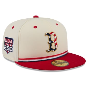 Men's New Era Cream/Red Boston Red Sox USA 250 Fourth of July 59FIFTY Fitted Hat