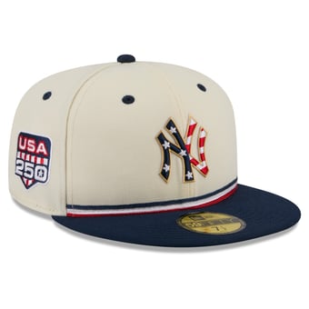 Men's New Era Cream/Navy New York Yankees USA 250 Fourth of July 59FIFTY Fitted Hat