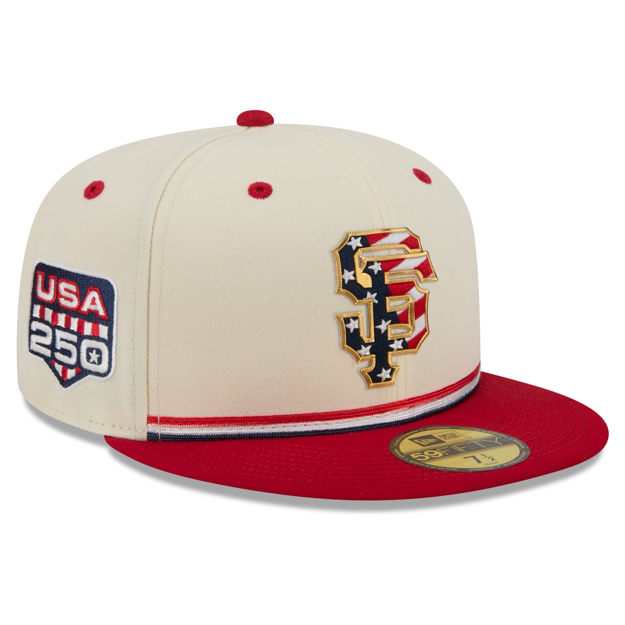 Men's New Era Cream/Red San Francisco Giants USA 250 Fourth of July 59FIFTY Fitted Hat