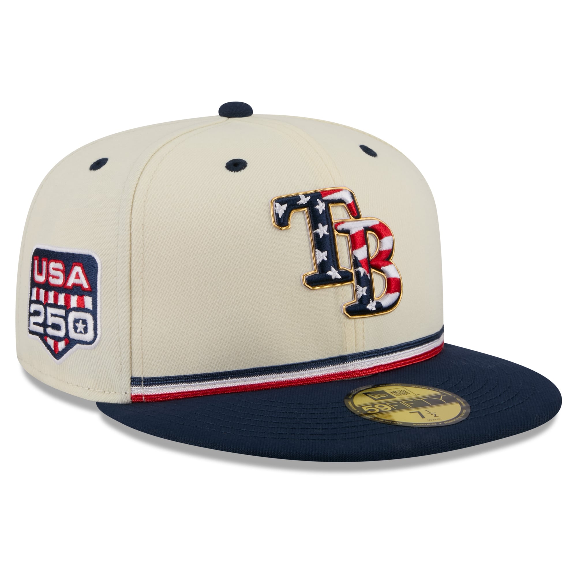 Men's New Era Cream/Navy Tampa Bay Rays USA 250 Fourth of July 59FIFTY Fitted Hat