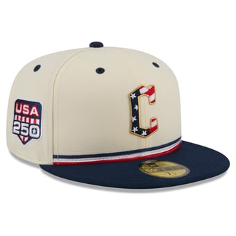 Men's New Era Cream/Navy Cleveland Guardians USA 250 Fourth of July 59FIFTY Fitted Hat