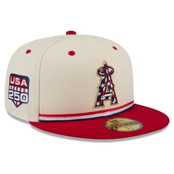 Men's New Era Cream/Red Los Angeles Angels USA 250 Fourth of July 59FIFTY Fitted Hat