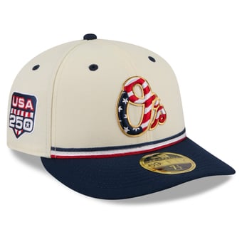 Men's New Era Cream/Navy Baltimore Orioles USA 250 Fourth of July Low Profile 59FIFTY Fitted Hat