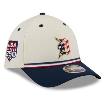 Men's New Era Cream/Navy Detroit Tigers USA 250 Fourth of July 39THIRTY M-Crown Flex Hat