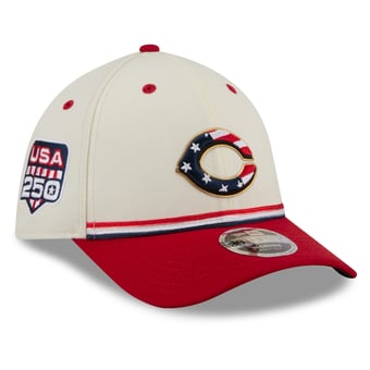 Men's New Era Cream/Red Cincinnati Reds USA 250 Fourth of July 39THIRTY M-Crown Flex Hat
