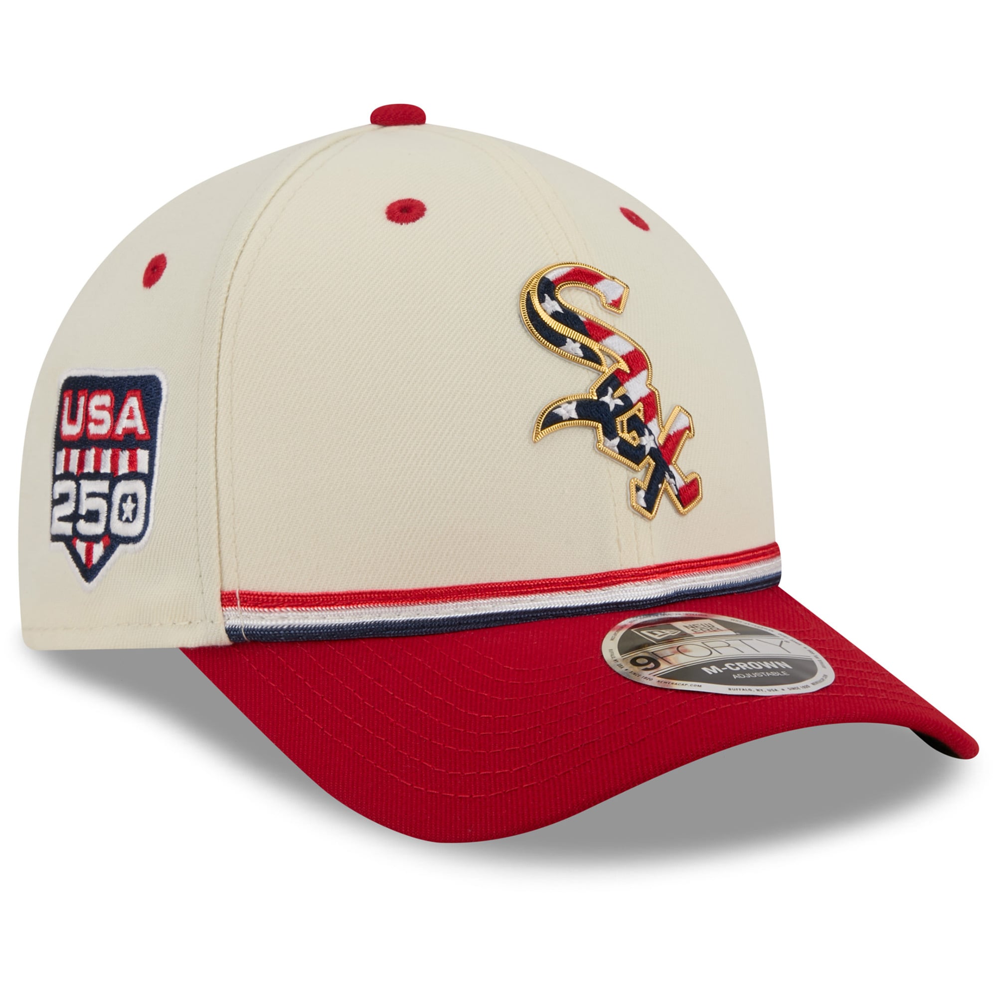 Youth New Era Cream/Red Chicago White Sox USA 250 9FORTY M-Crown Adjustable Hat