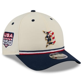Youth New Era Cream/Navy Detroit Tigers USA 250 9FORTY M-Crown Adjustable Hat
