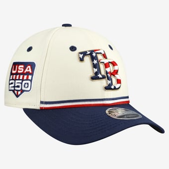 Youth New Era Cream/Navy Tampa Bay Rays USA 250 9FORTY M-Crown Adjustable Hat