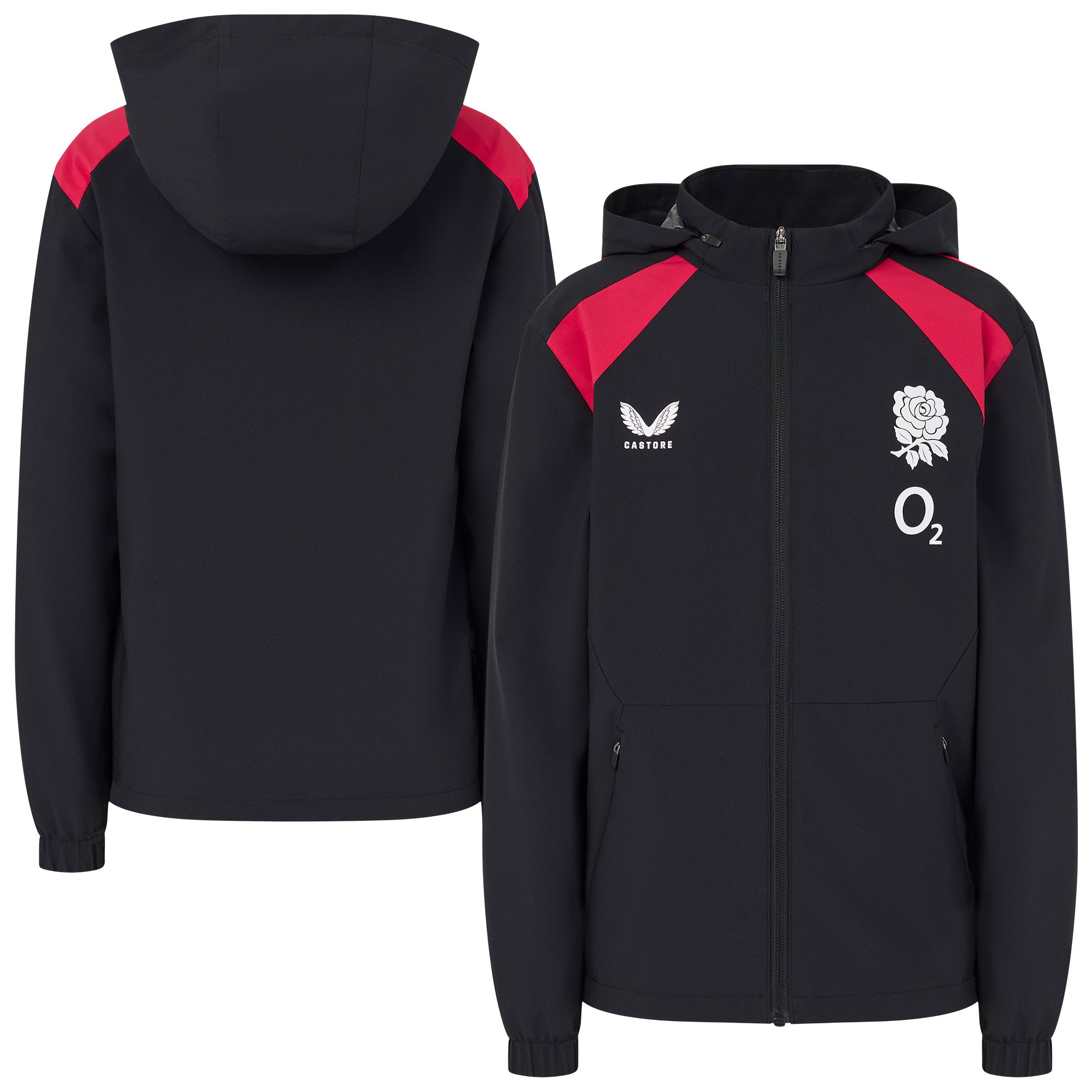 Giacca da doccia con cappuccio ripiegabile England Rugby Performance - Nero - Junior