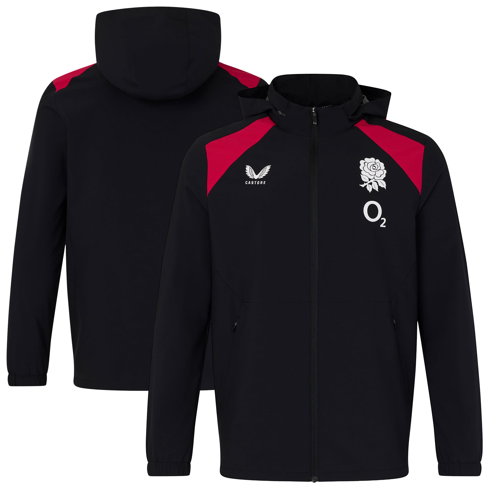 Giacca da doccia con cappuccio ripiegabile England Rugby Performance - Nero - Unisex