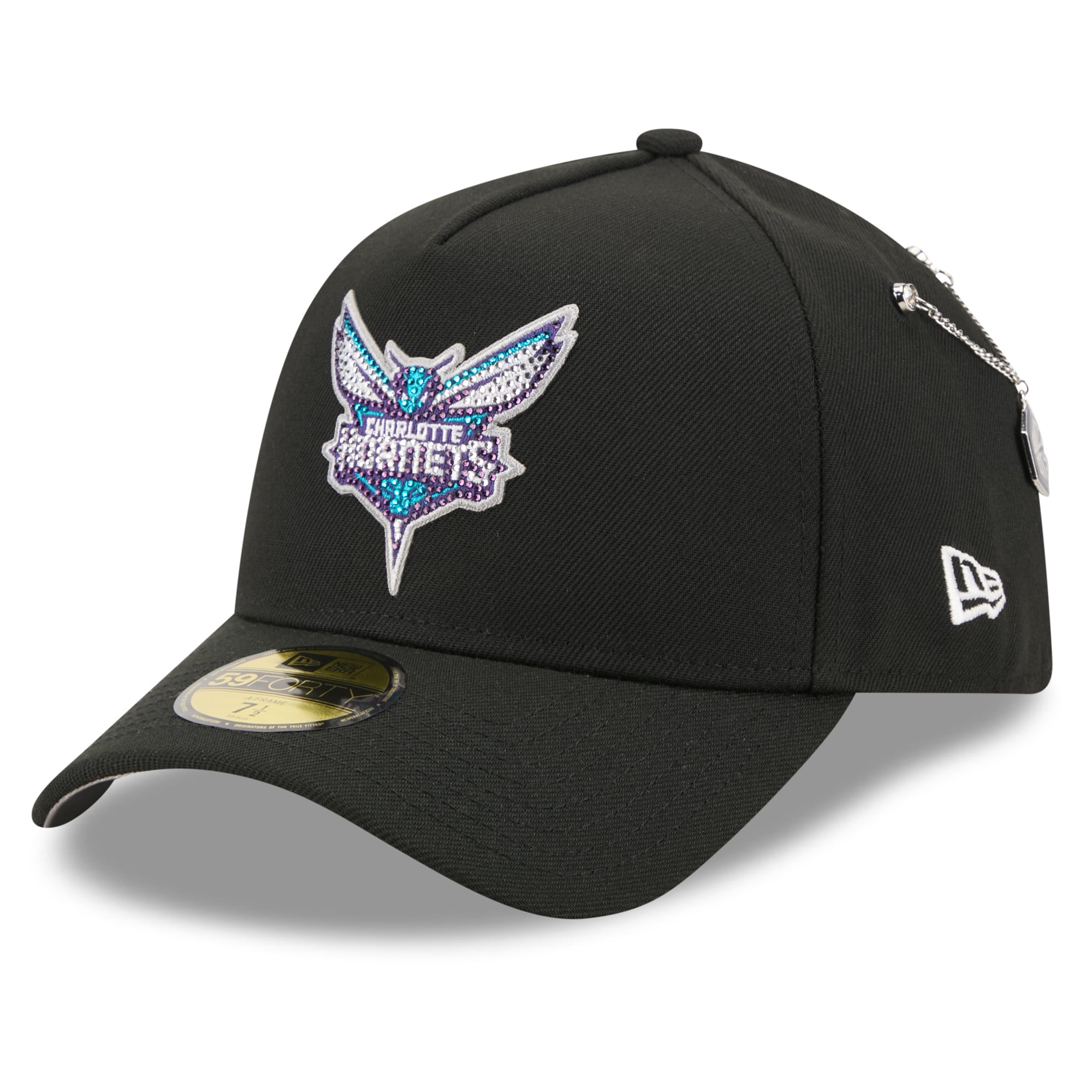 Men's New Era Black Charlotte Hornets 2026 NBA Draft On-Stage Crystal A-Frame 59FORTY Fitted Hat