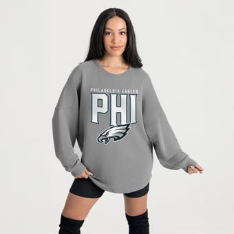 Women's Gameday Couture Gray Philadelphia Eagles Oversized Pure Motion Corded Sweatshirt