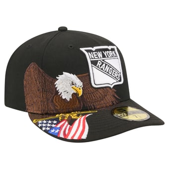 Men's New Era  Black New York Rangers Freedom Pre-Curved 59FIFTY Fitted Hat
