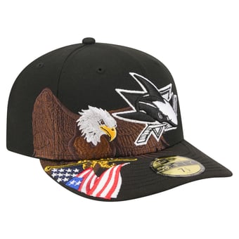 Men's New Era  Black San Jose Sharks Freedom Pre-Curved 59FIFTY Fitted Hat