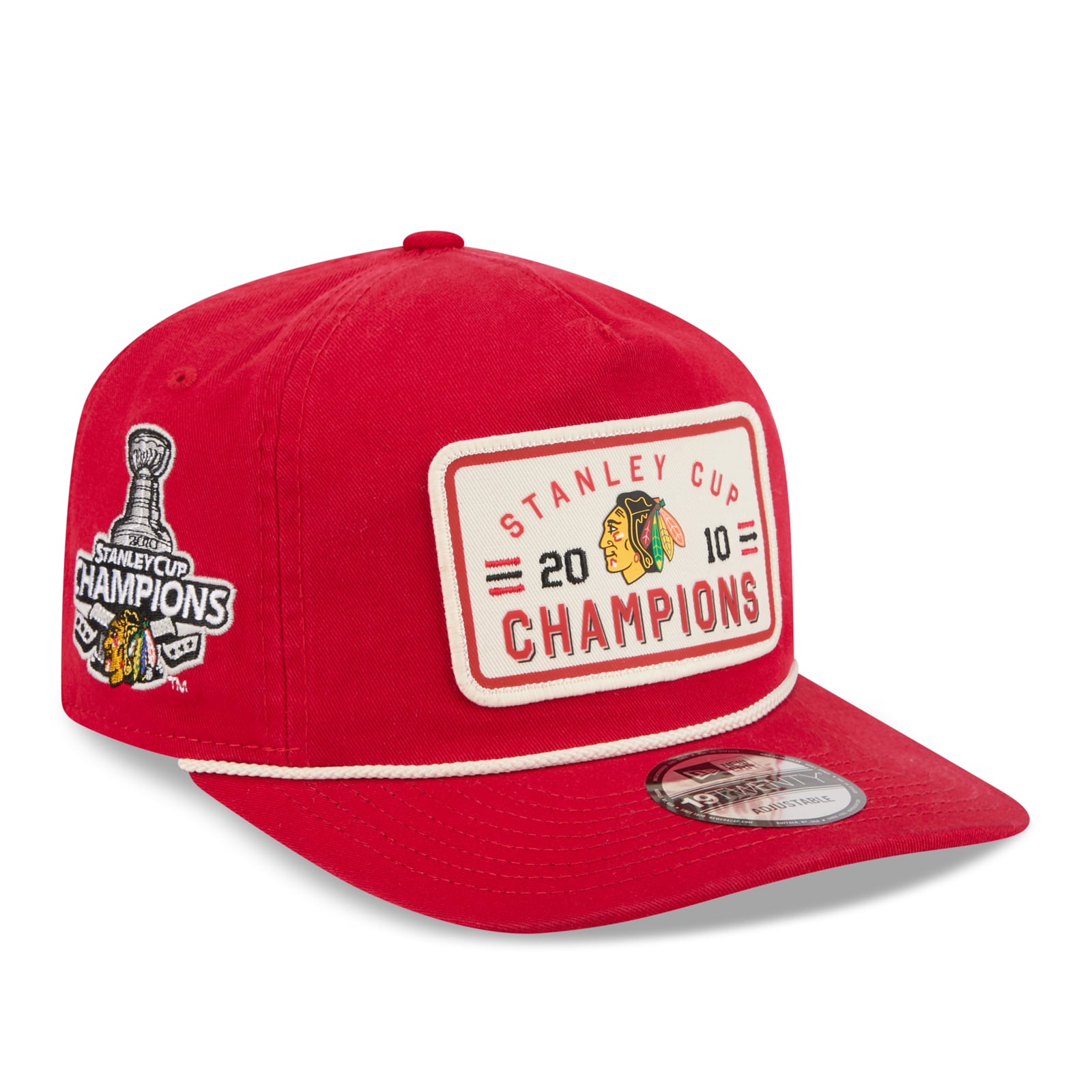 Men's New Era  Red Chicago Blackhawks Throwback Stanley Cup Champions Side Patch 19TWENTY Adjustable Hat