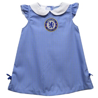 Girls Infant Vive La Fete Royal Chelsea Mini Check Pattern A-Line Dress