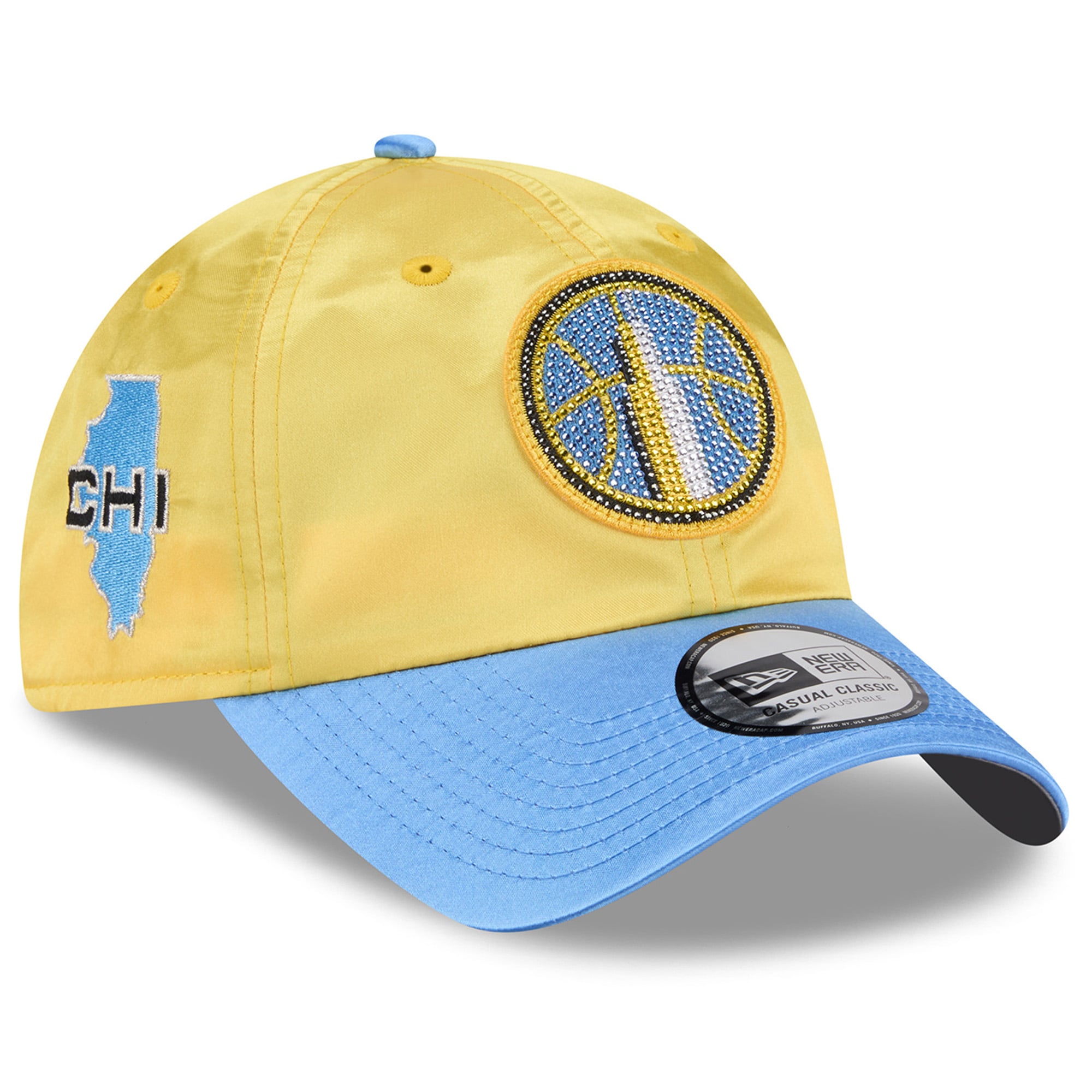 Unisex New Era Yellow/Sky Blue Chicago Sky 2026 WNBA Draft Satin Crystals Casual Classic Adjustable Hat