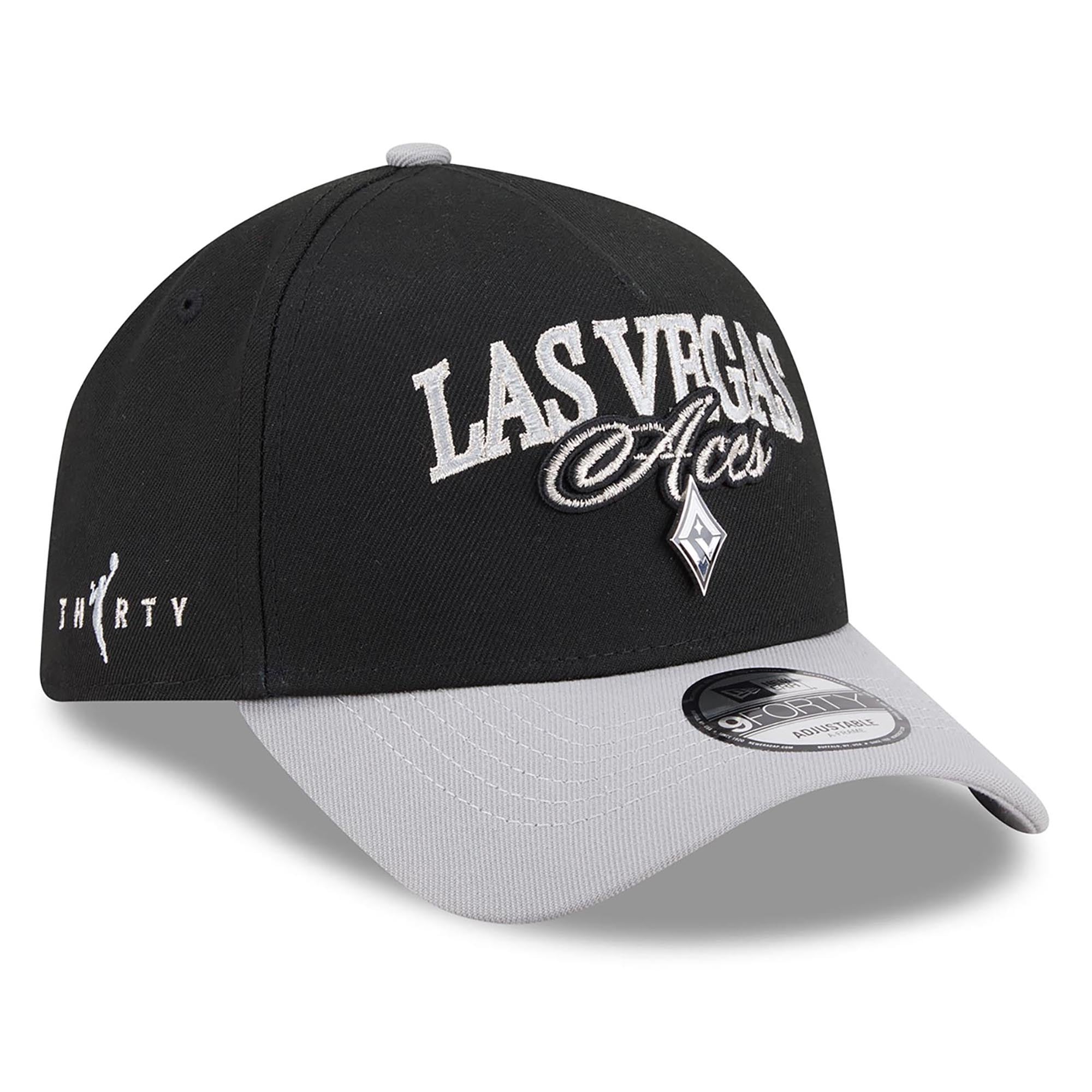 Unisex New Era Black/Gray Las Vegas Aces WNBA Tip-Off 2026 Metal Badge A-Frame 9FORTY Adjustable Hat