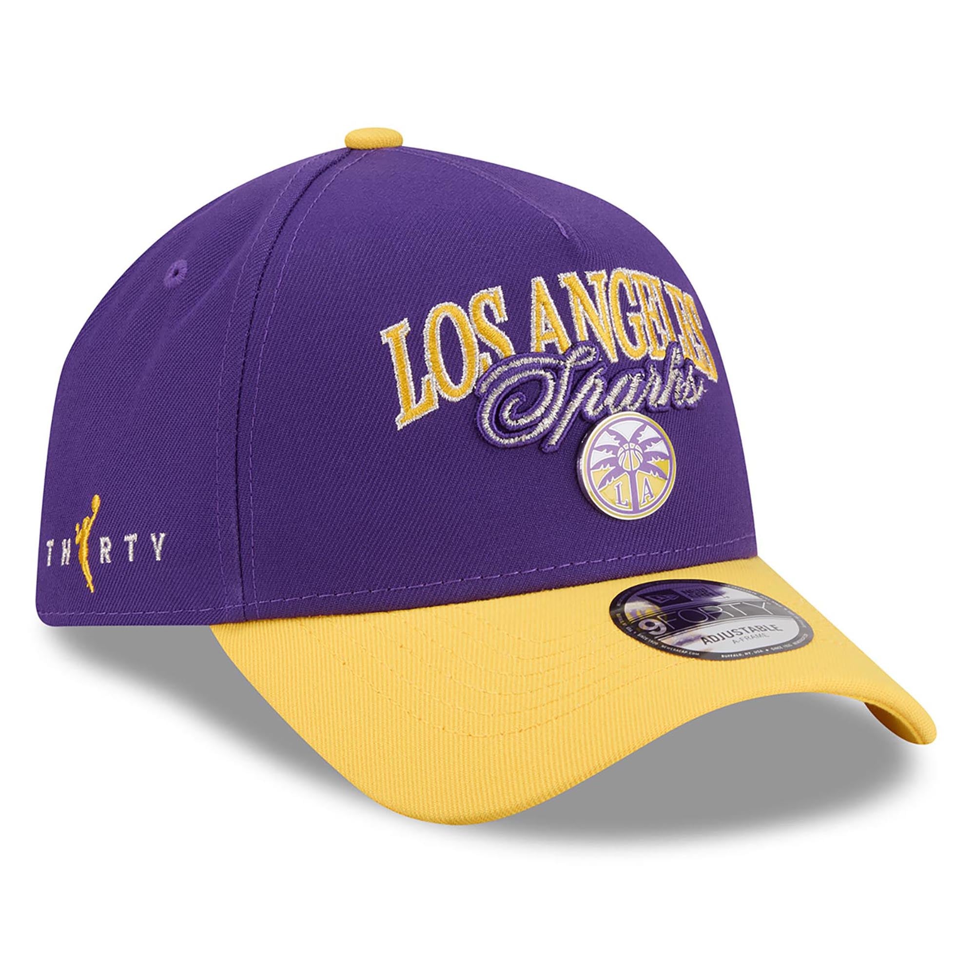 Unisex New Era Purple/Gold Los Angeles Sparks WNBA Tip-Off 2026 Metal Badge A-Frame 9FORTY Adjustable Hat