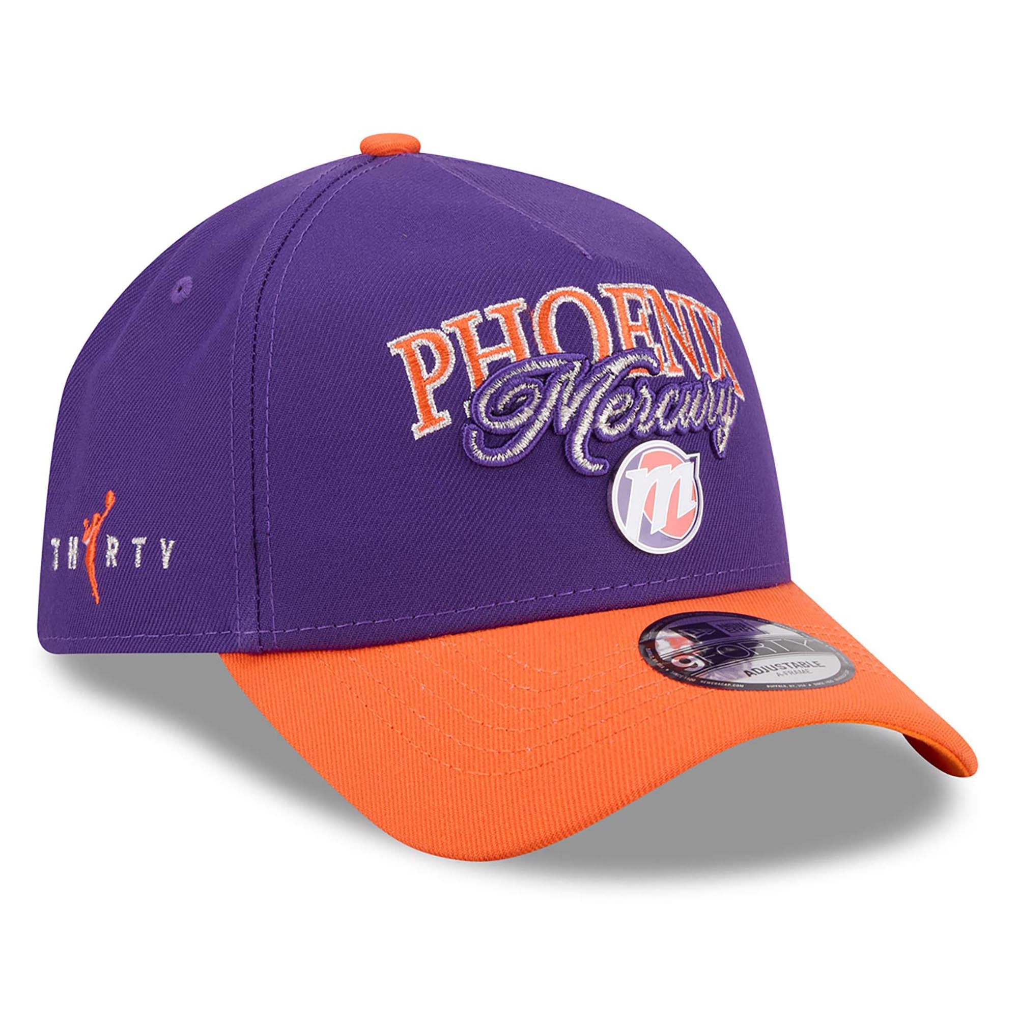 Unisex New Era Purple/Orange Phoenix Mercury WNBA Tip-Off 2026 Metal Badge A-Frame 9FORTY Adjustable Hat