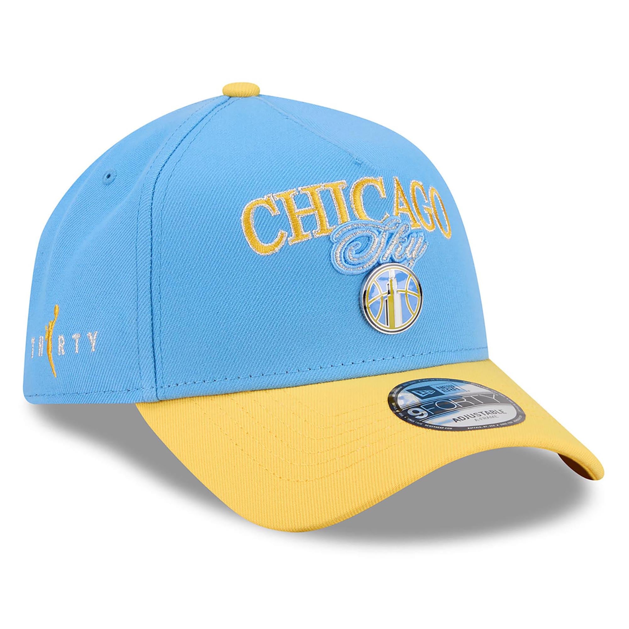 Unisex New Era Sky Blue/Yellow Chicago Sky WNBA Tip-Off 2026 Metal Badge A-Frame 9FORTY Adjustable Hat