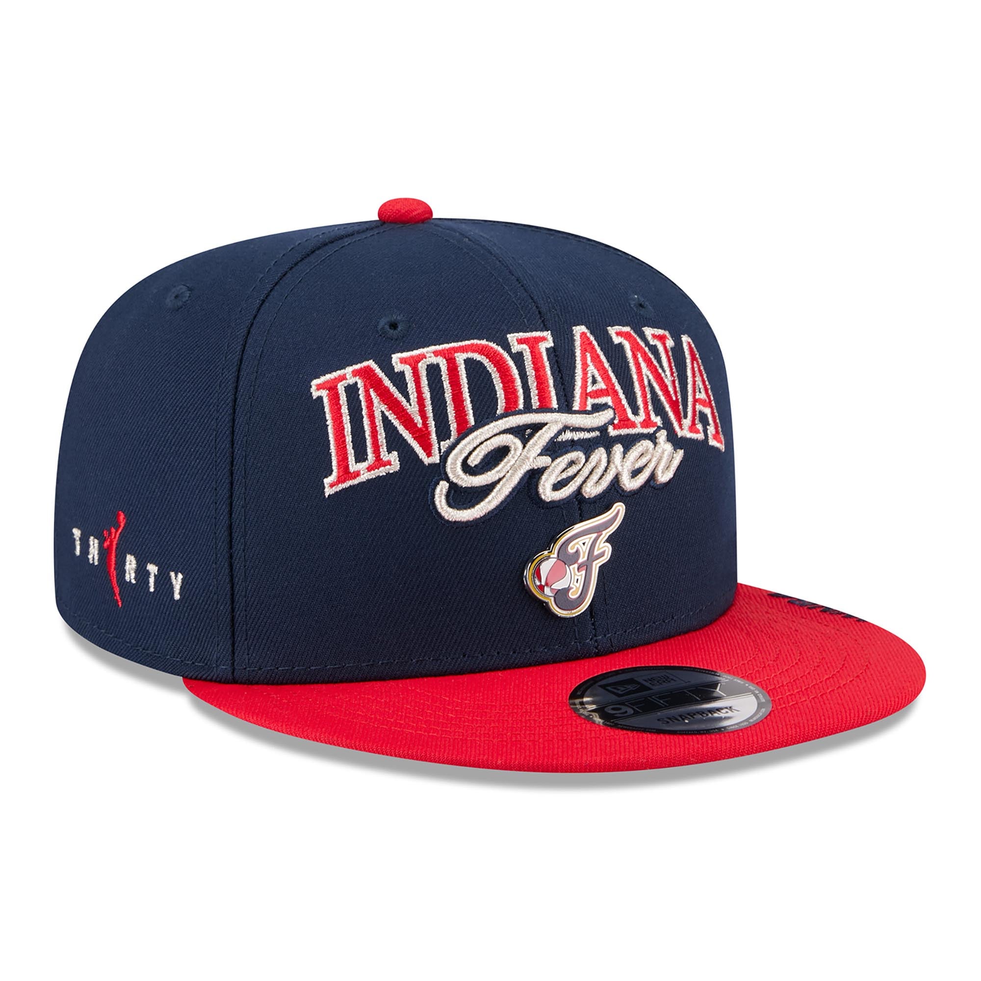 Unisex New Era Navy/Red Indiana Fever WNBA Tip-Off 2026 Metal Badge A-Frame 9FIFTY Snapback Hat
