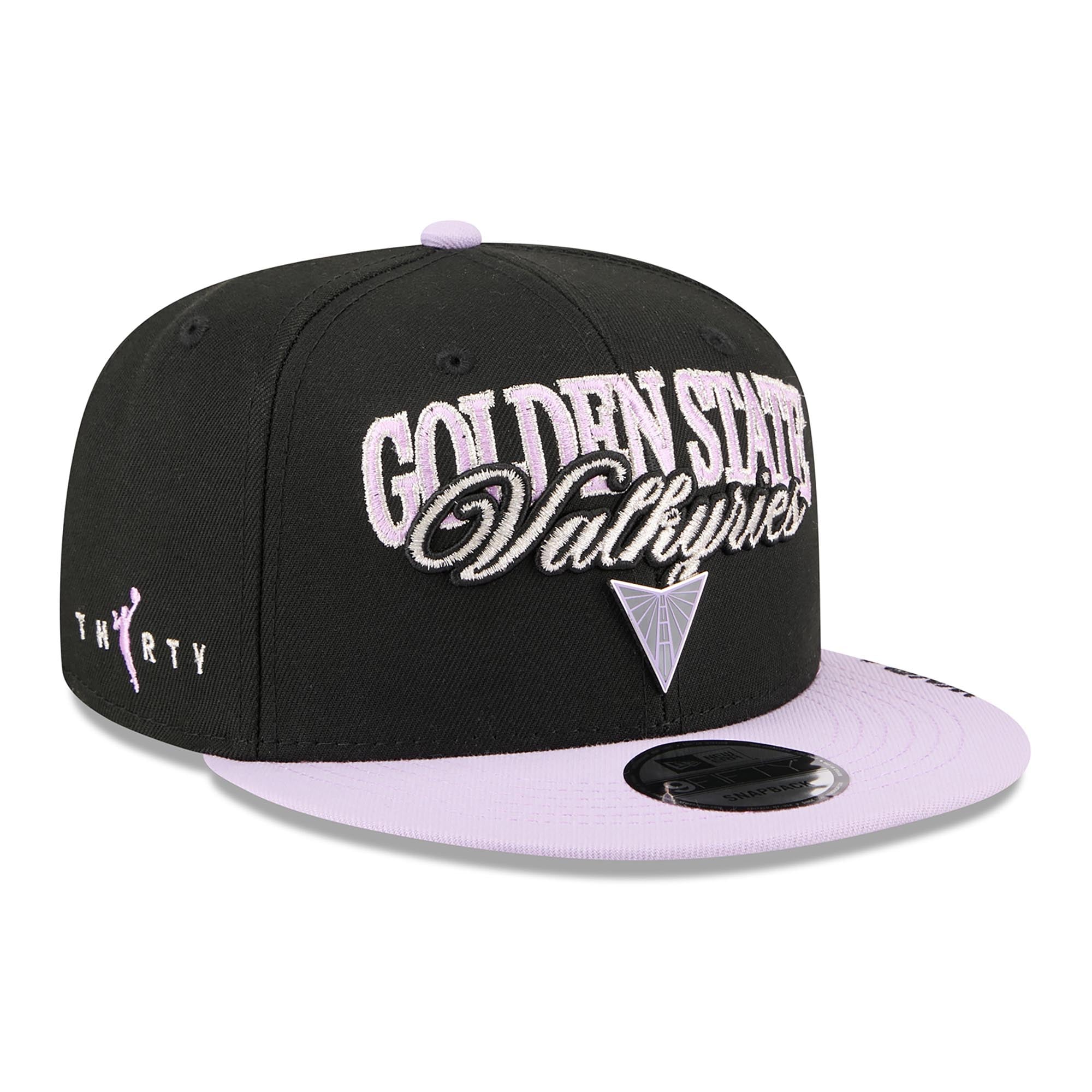 Unisex New Era Eclipse Black/Violet Golden State Valkyries WNBA Tip-Off 2026 Metal Badge A-Frame 9FIFTY Snapback Hat