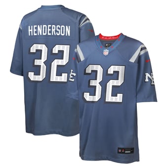 Youth Nike TreVeyon Henderson Blue New England Patriots Rivalries Collection Game Jersey