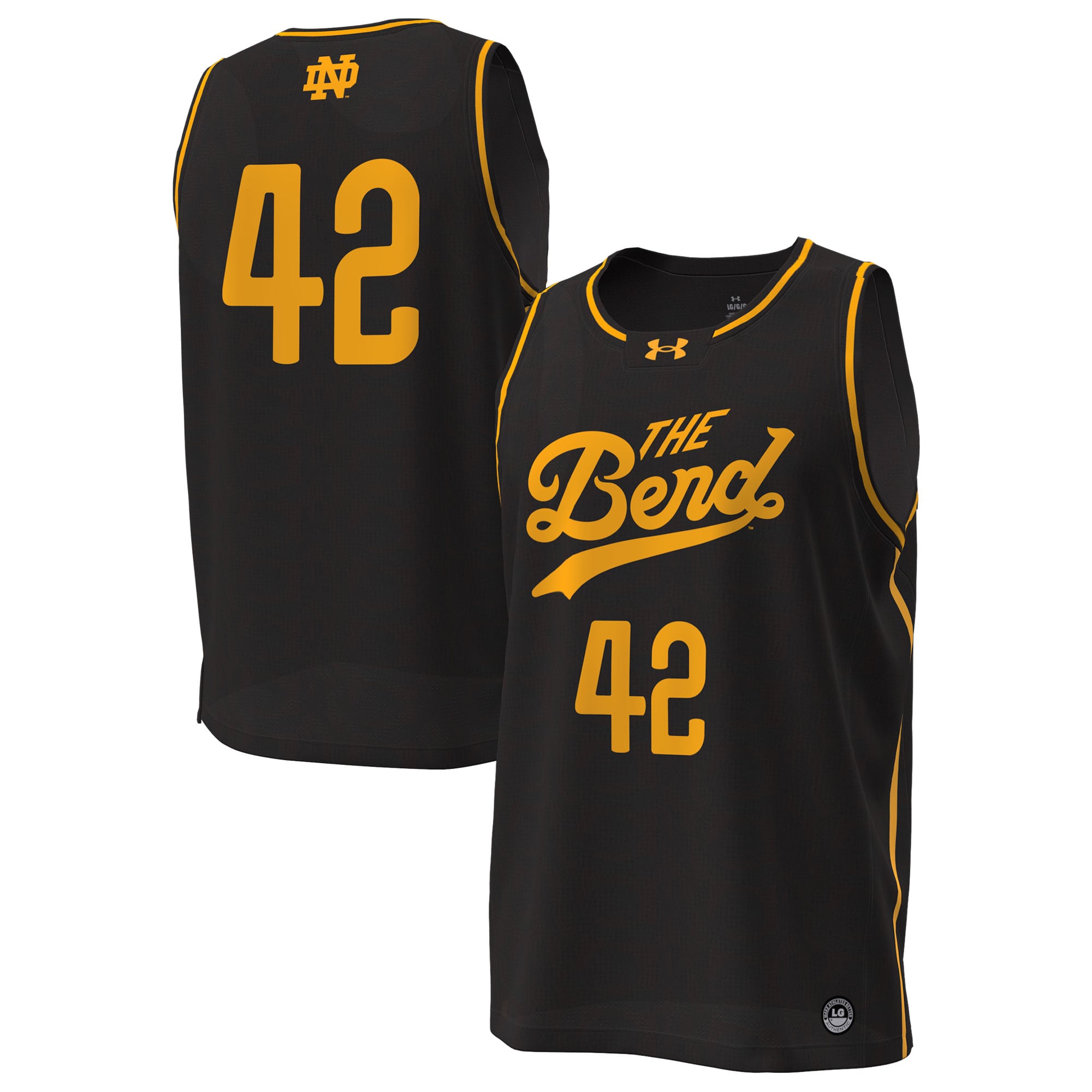 Men's Under Armour #42 Black Notre Dame Fighting Irish The Bend Replica Basketball Jersey