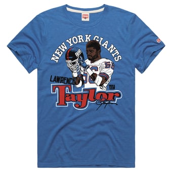 Unisex Homage Lawrence Taylor Royal New York Giants Classic Illustration Tri-Blend T-Shirt