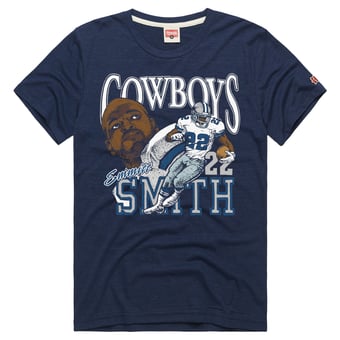 Unisex Homage Emmitt Smith Navy Dallas Cowboys Classic Illustration Tri-Blend T-Shirt