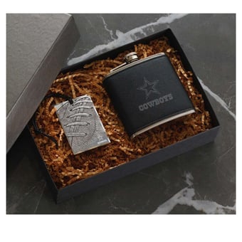 Wendell August Forge Dallas Cowboys 5oz.Traveler Flask & Bag Tag Gift Set