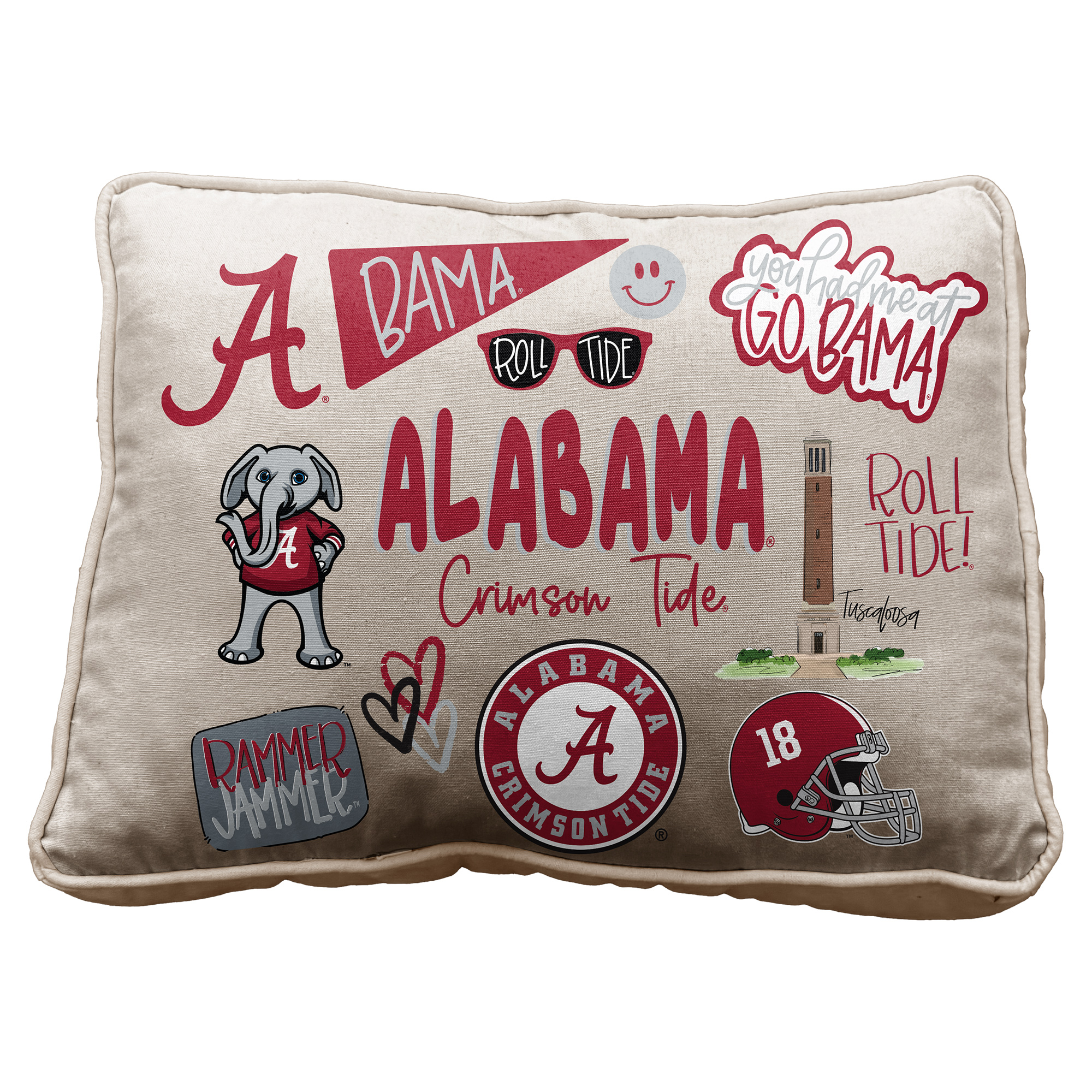 Pegasus Alabama Crimson Tide 19" Loco Fan Canvas Décor Pillow