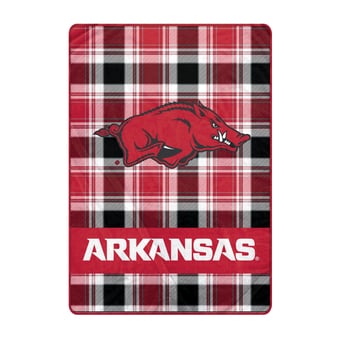 Pegasus Arkansas Razorbacks 66" x 95" Oversized Plaid FAN-mily Ultra Cozy Blanket