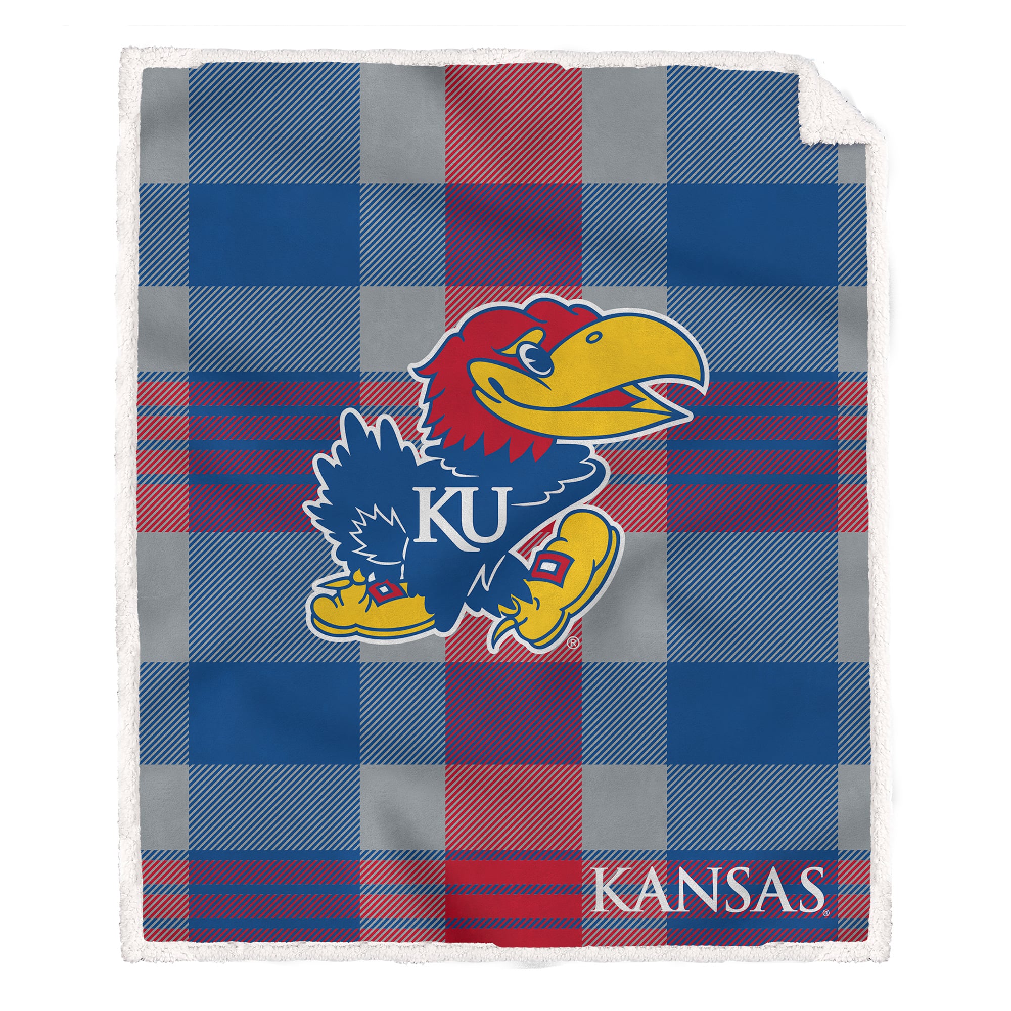 Pegasus Kansas Jayhawks 60" x 70" Plaid Steel Royal Plush Sherpa Blanket