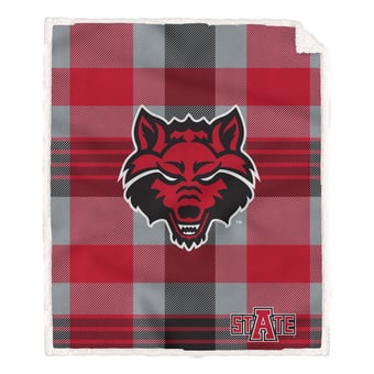 Pegasus Arkansas State Red Wolves 60" x 70" Plaid Steel Royal Plush Sherpa Blanket