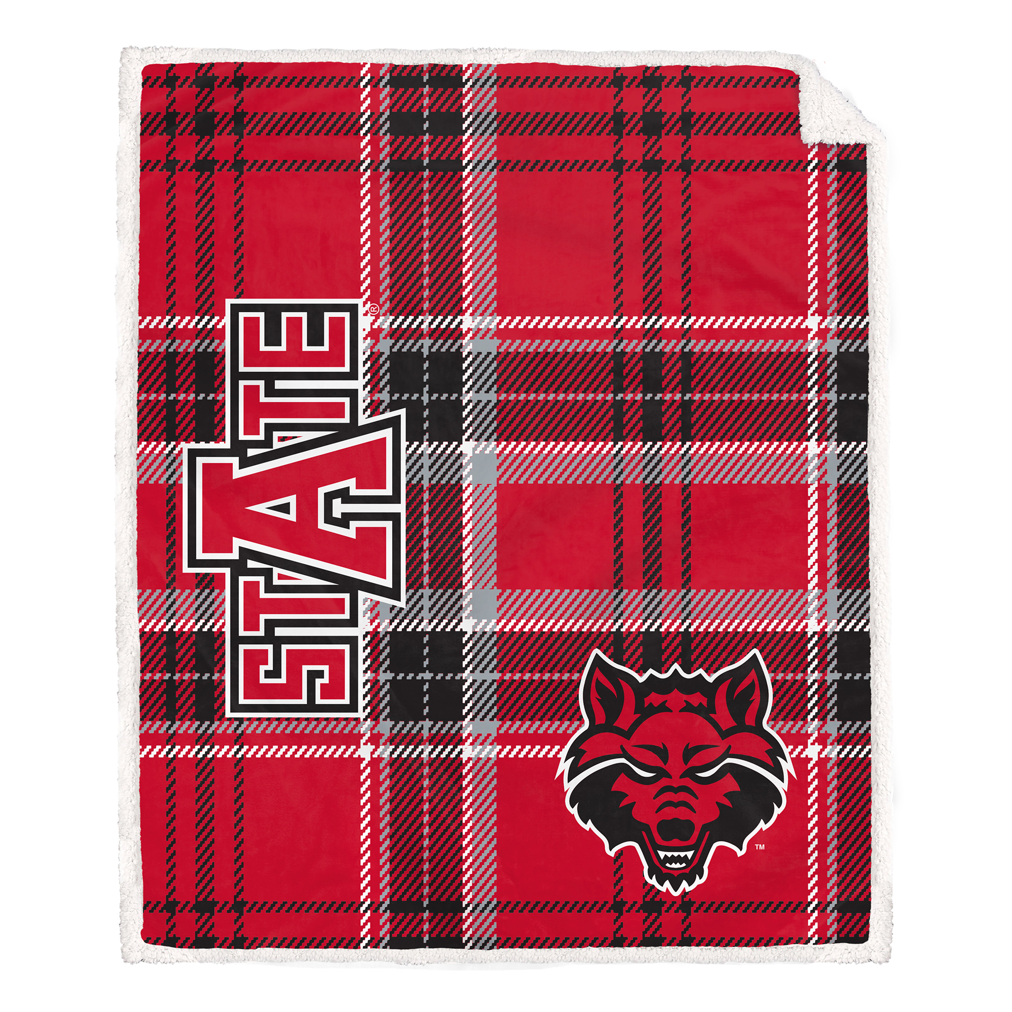 Pegasus Arkansas State Red Wolves 50" x 60" Playmaker Plaid Ultra Cozy Sherpa Throw