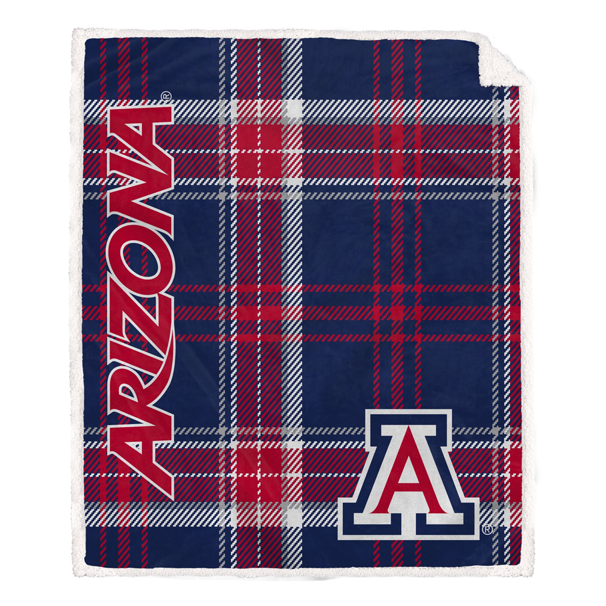 Pegasus Arizona Wildcats 50" x 60" Playmaker Plaid Ultra Cozy Sherpa Throw