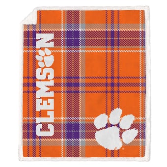 Pegasus Clemson Tigers 50" x 60" Playmaker Plaid Ultra Cozy Sherpa Throw