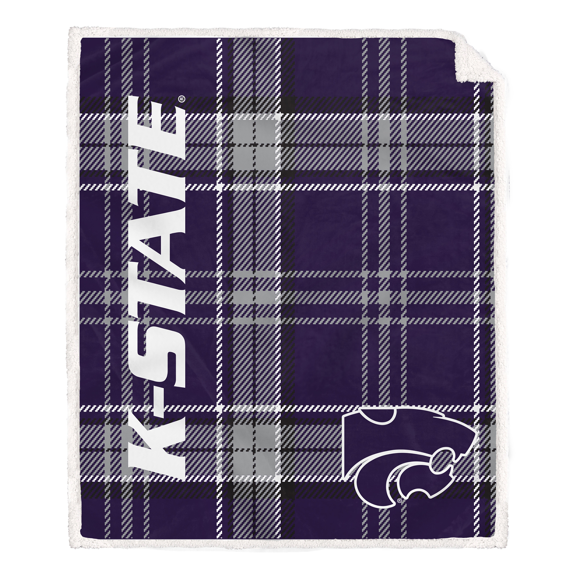 Pegasus Kansas State Wildcats 50" x 60" Playmaker Plaid Ultra Cozy Sherpa Throw