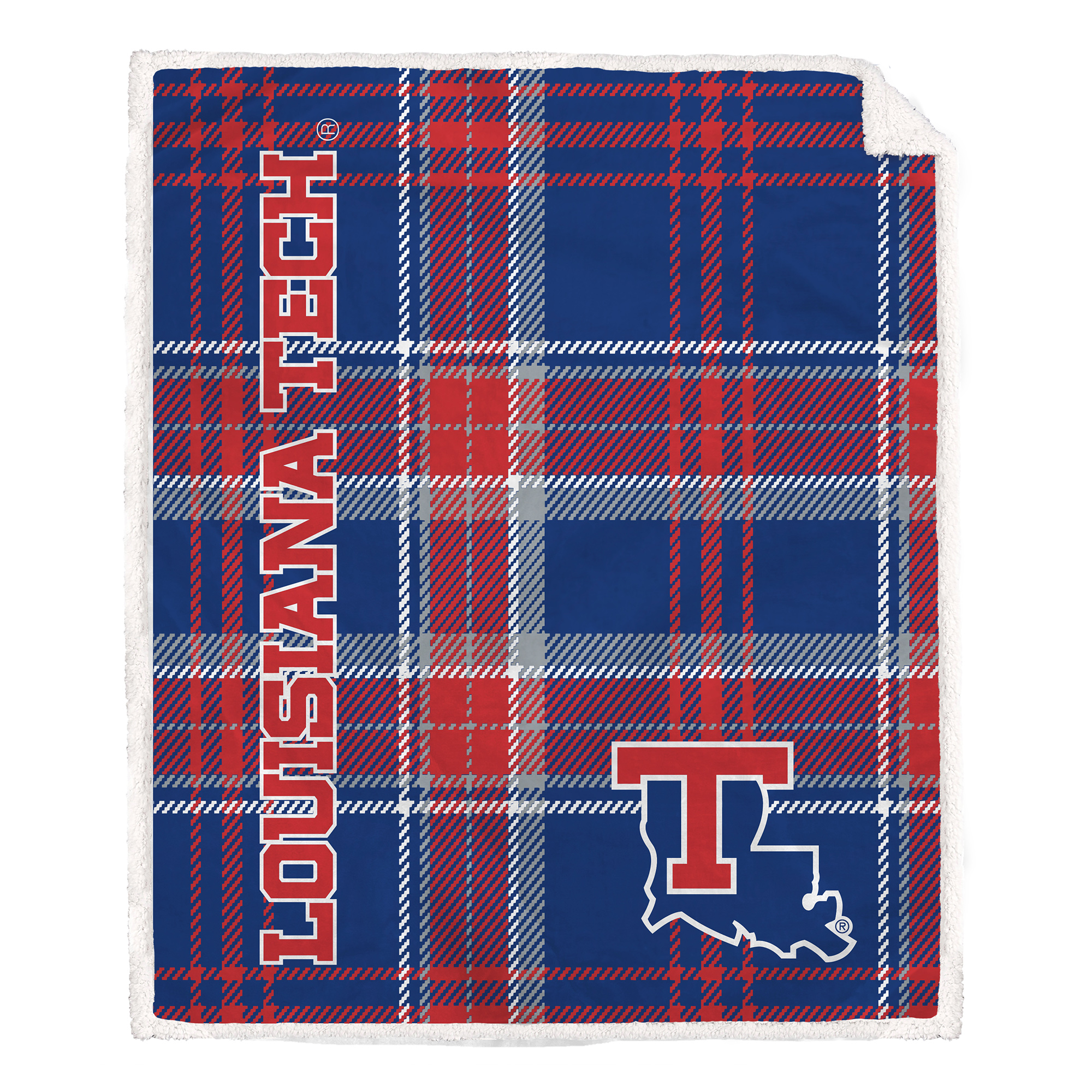 Pegasus Louisiana Tech Bulldogs 50" x 60" Playmaker Plaid Ultra Cozy Sherpa Throw