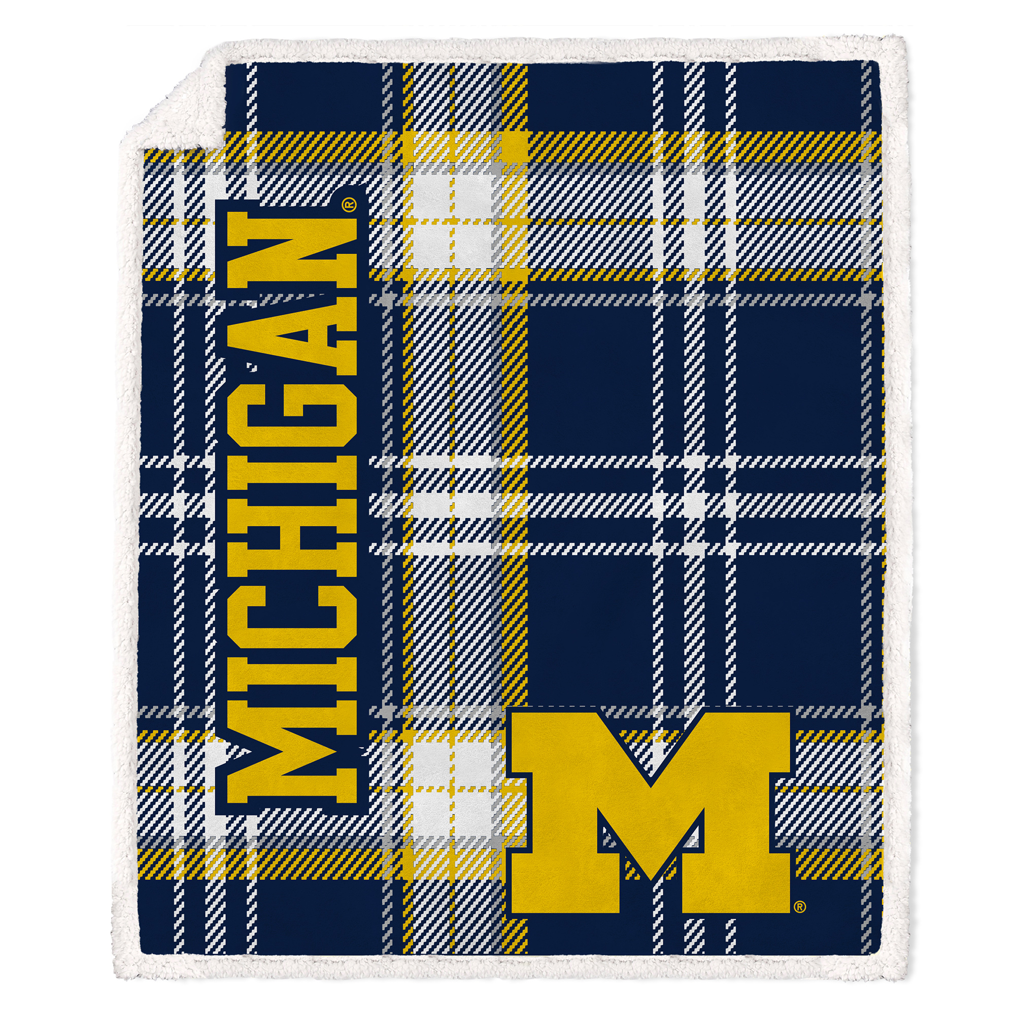 Pegasus Michigan Wolverines 50" x 60" Playmaker Plaid Ultra Cozy Sherpa Throw