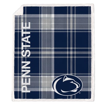 "Pegasus Penn State Nittany Lions 50"" x 60"" Playmaker Plaid Ultra Cozy Sherpa Throw"