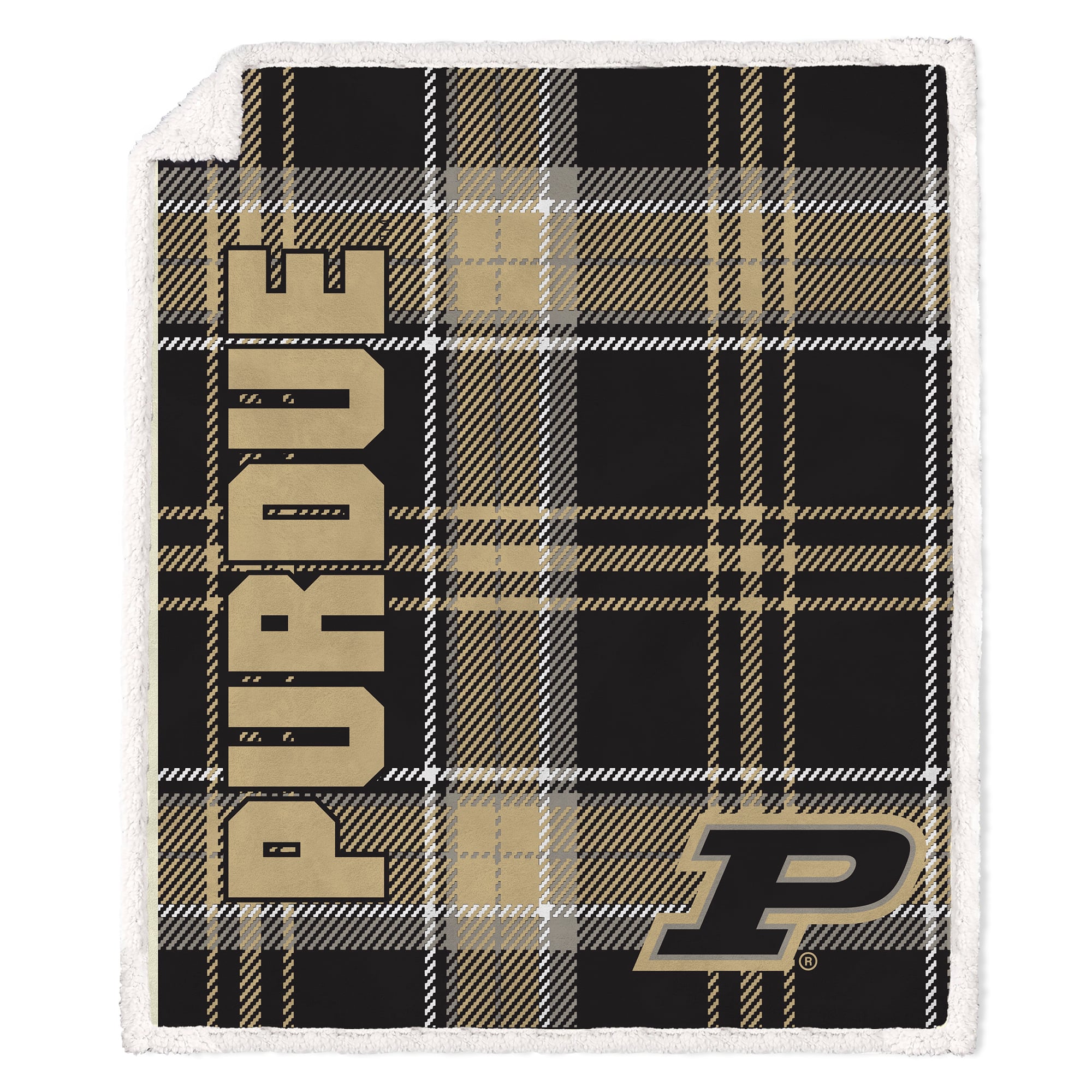 Pegasus Purdue Boilermakers 50" x 60" Playmaker Plaid Ultra Cozy Sherpa Throw
