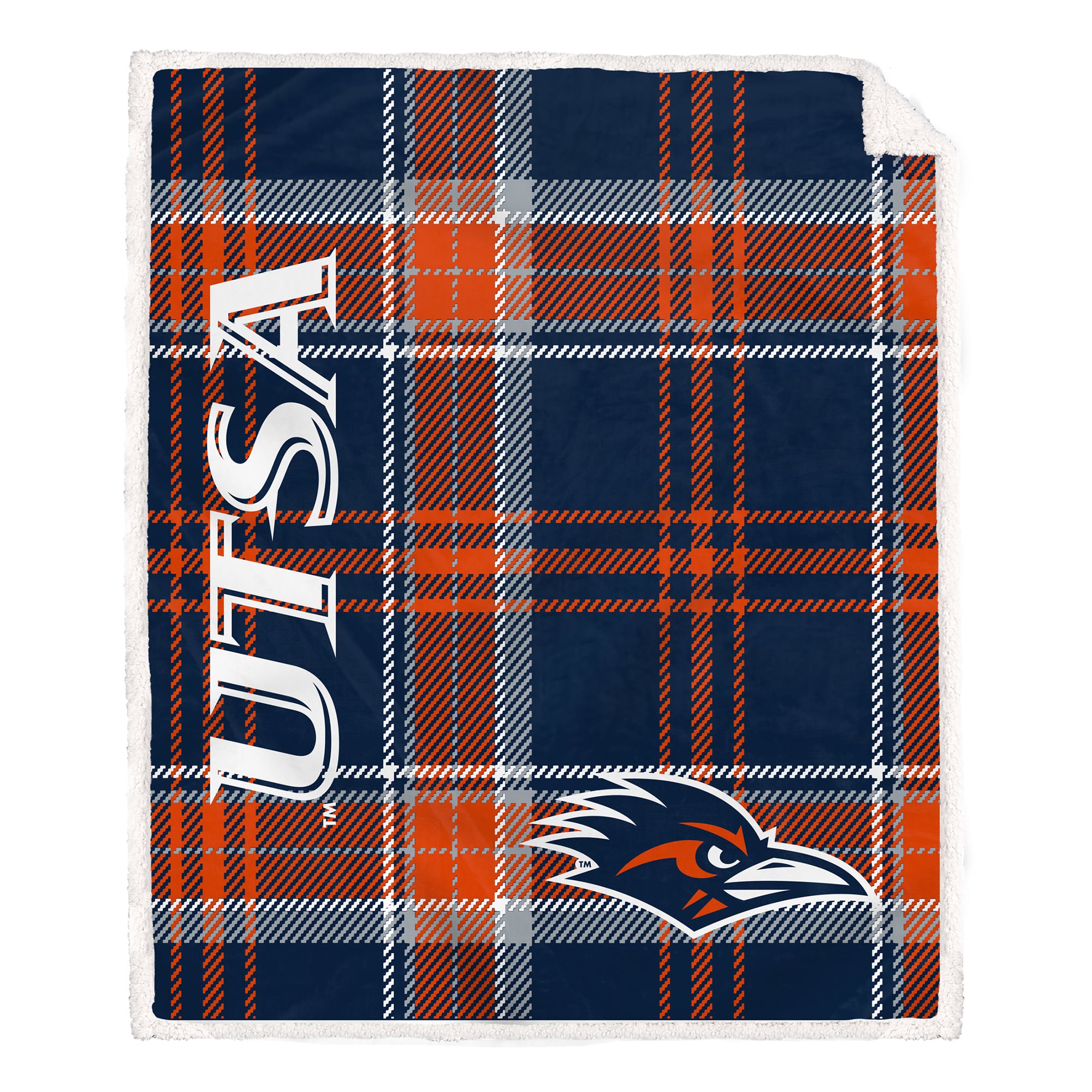 Pegasus UTSA Roadrunners 50" x 60" Playmaker Plaid Ultra Cozy Sherpa Throw