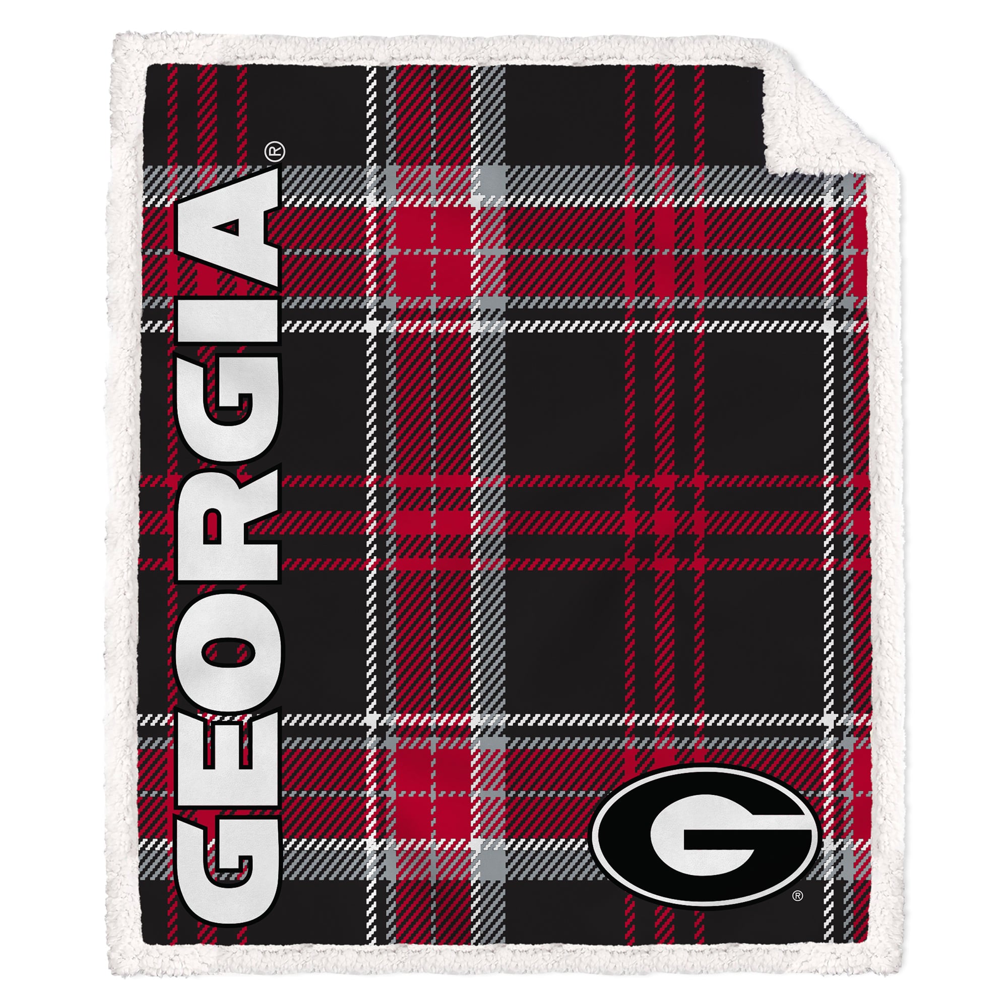 Pegasus Georgia Bulldogs 50" x 60" Playmaker Plaid Ultra Cozy Sherpa Throw
