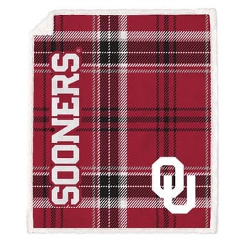Pegasus Oklahoma Sooners 50" x 60" Playmaker Plaid Ultra Cozy Sherpa Throw