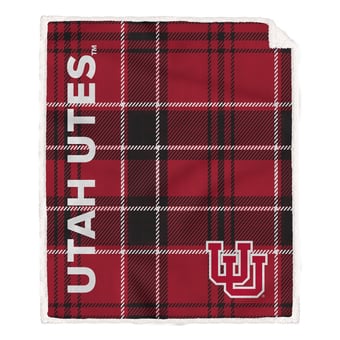 Pegasus Utah Utes 50" x 60" Playmaker Plaid Ultra Cozy Sherpa Throw