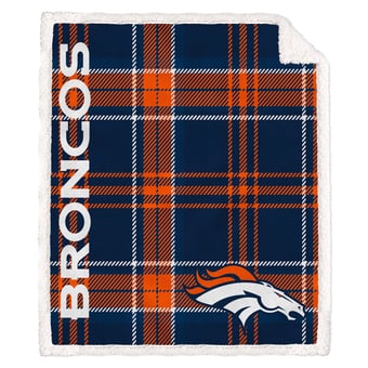 Pegasus Denver Broncos 50" x 60" Playmaker Plaid Ultra Cozy Sherpa Throw