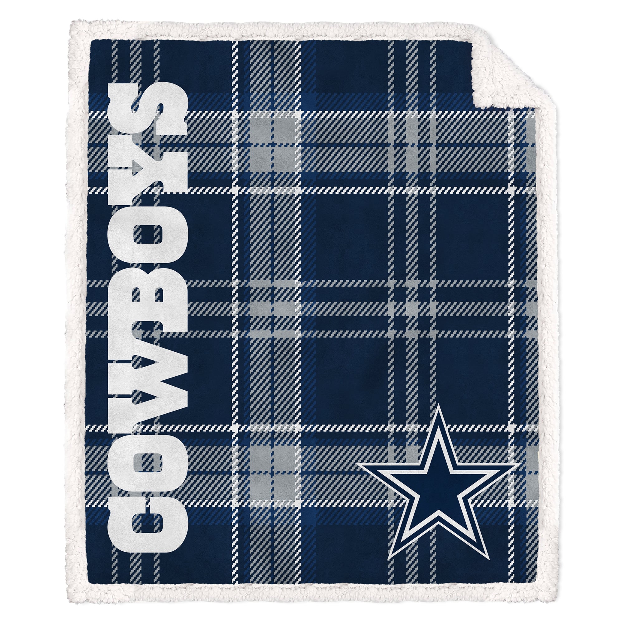 Pegasus Dallas Cowboys 50″ x 60″ Playmaker Plaid Ultra Cozy Sherpa Throw